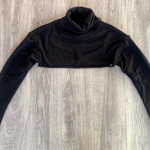 Alo Yoga Splice Long Sleeve Crop Top (Black)